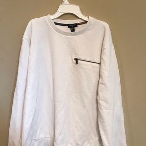 White Sweatshirt w Front Zipper